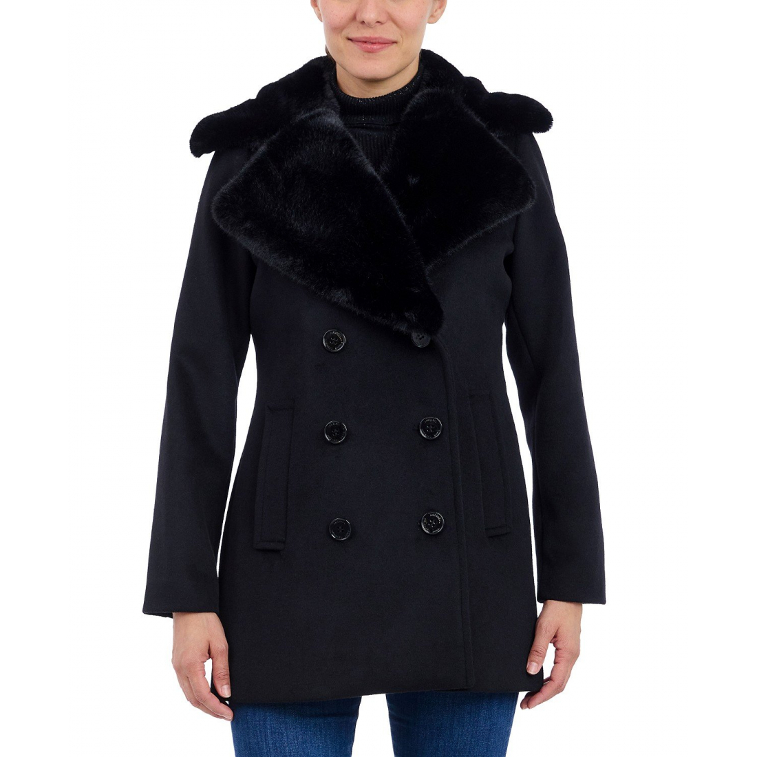 'Faux-Fur-Collar Coat' für Damen