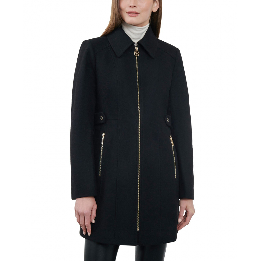 'Collared Zip-Front Coat' pour Femmes