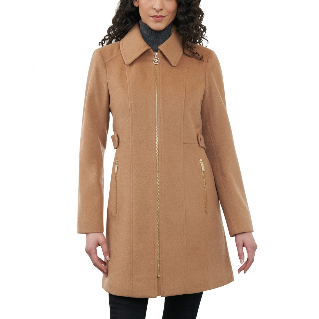 'Collared Zip-Front Coat' pour Femmes