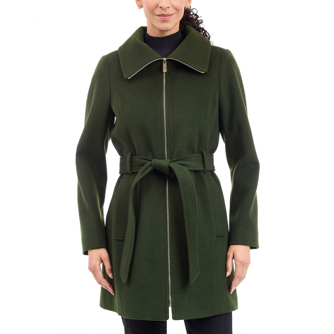 'Belted Zip-Front Coat' für Damen