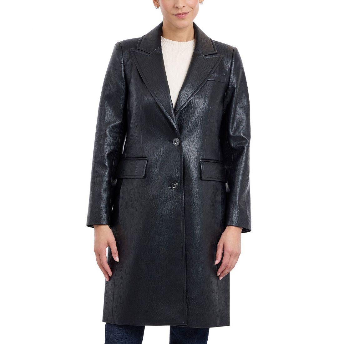 'Textured Faux-Leather Jacket' für Damen