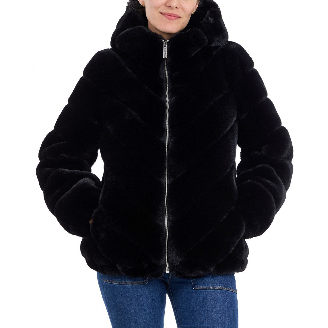 'Hooded Faux-Fur Coat' für Damen