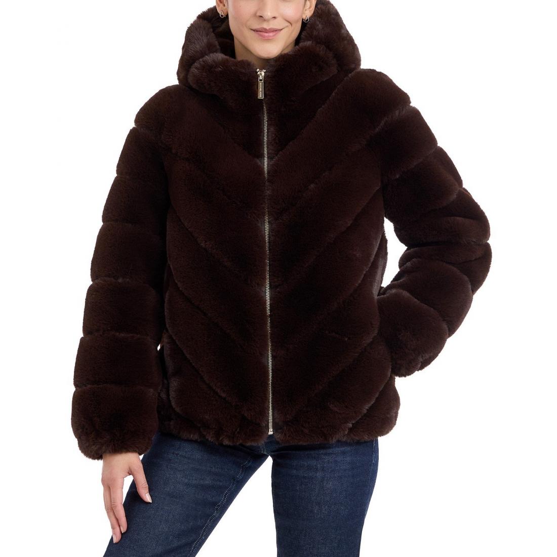 'Hooded Faux-Fur Coat' pour Femmes