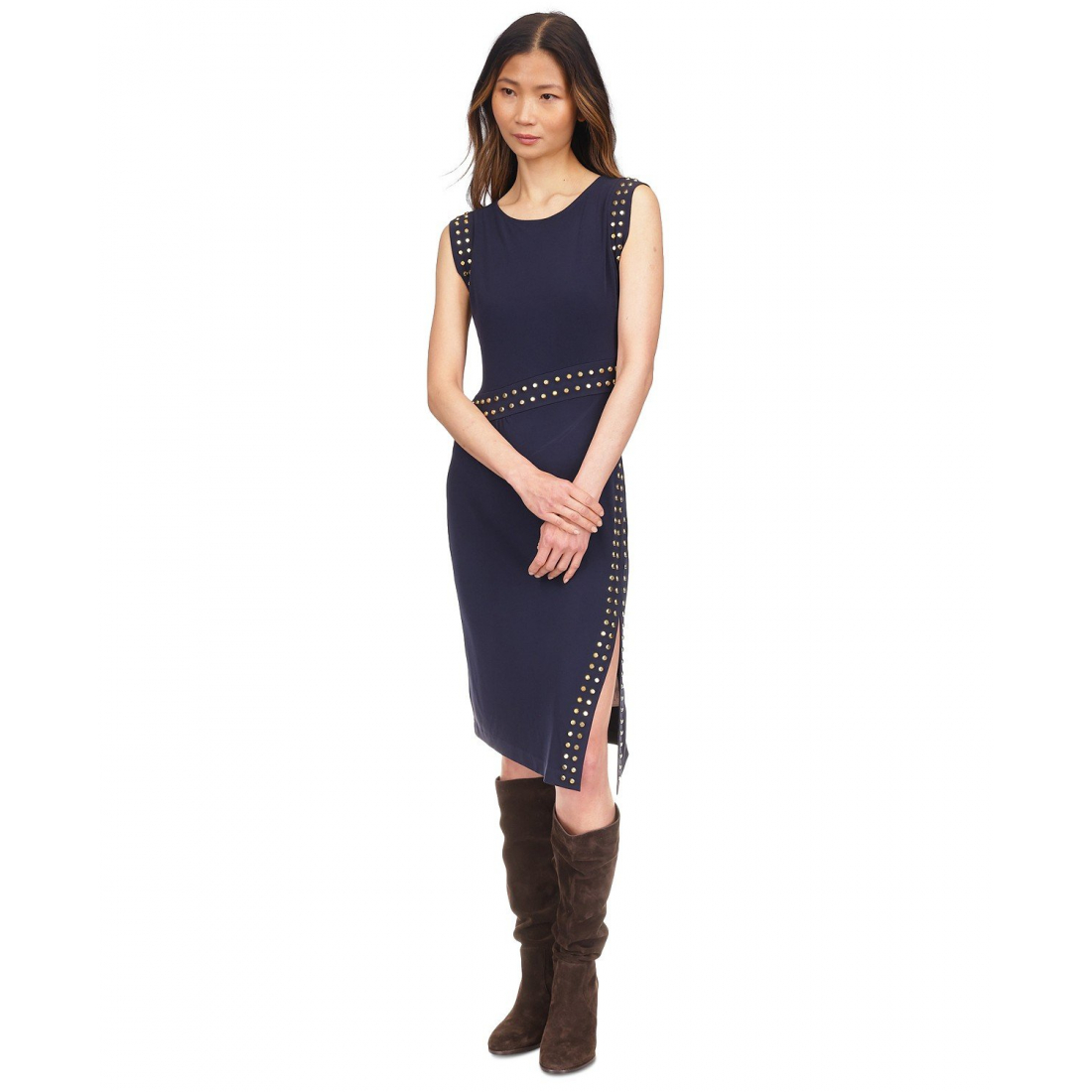 Robe Midi 'Astor Studded Side-Slit' pour Femmes