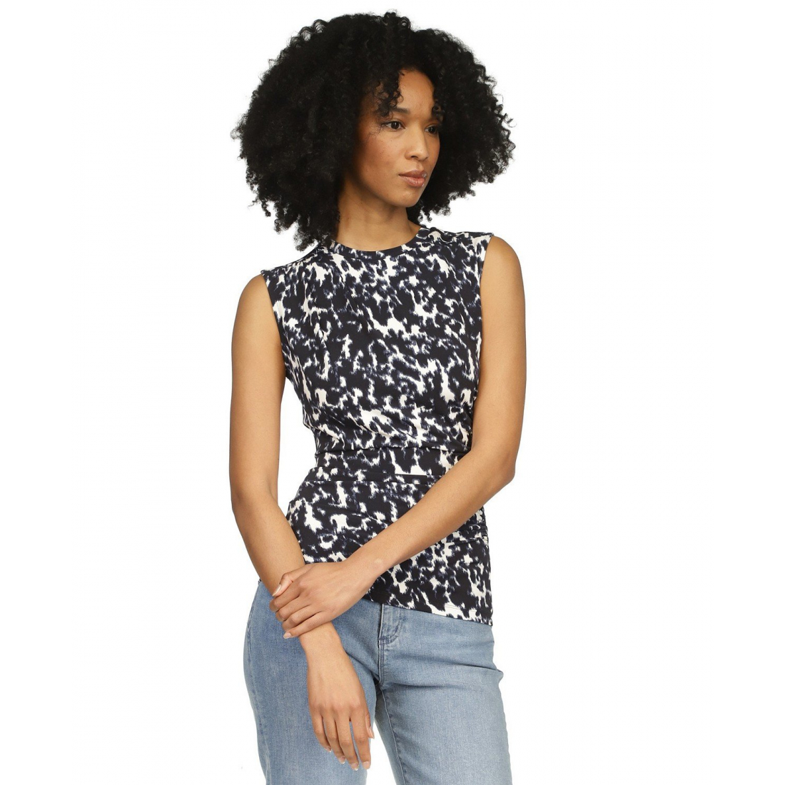 Women's 'Animal-Print Ruched' Sleeveless Top