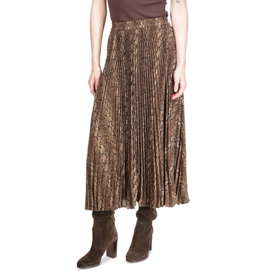 Women's 'Pleated Snake-Print' Midi Skirt