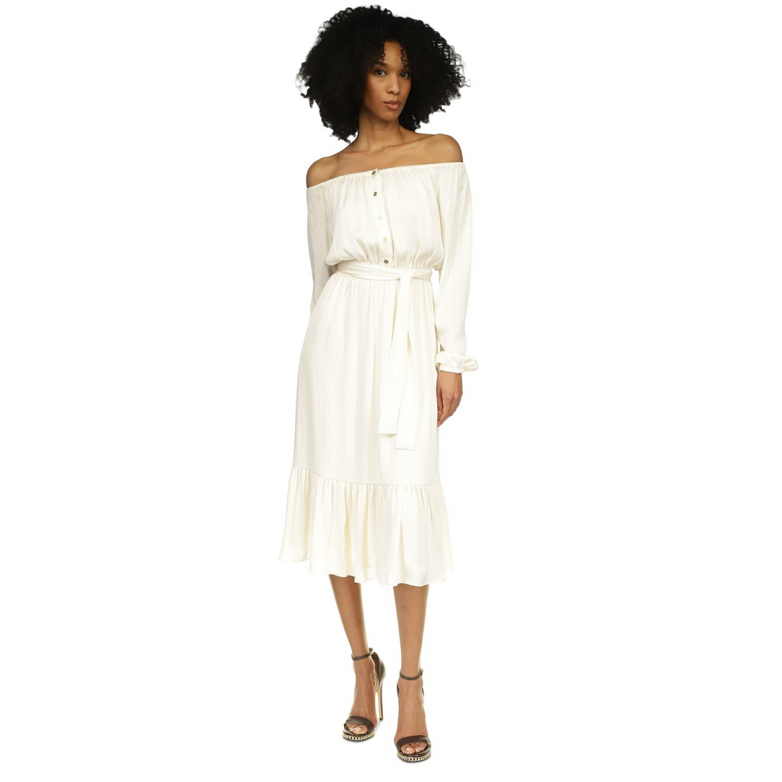 Women's 'Tie-Waist Off-The-Shoulder' Midi Dress