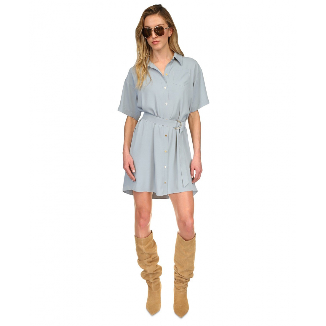 Robe chemise 'Chambray Pleated-Back' pour Femmes