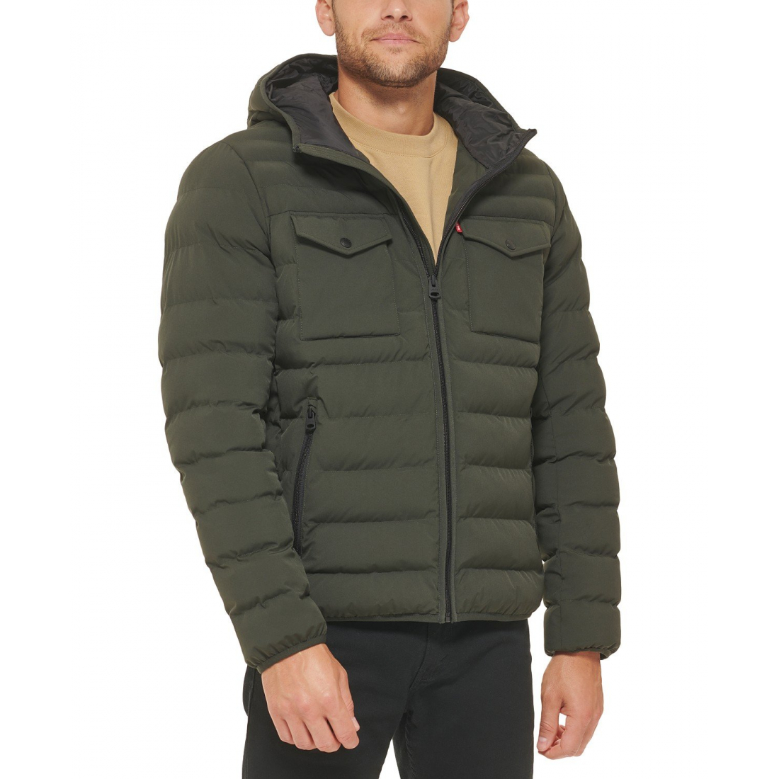 Men's 'Stretch Hooded Two-Pocket' Quilted Jacket