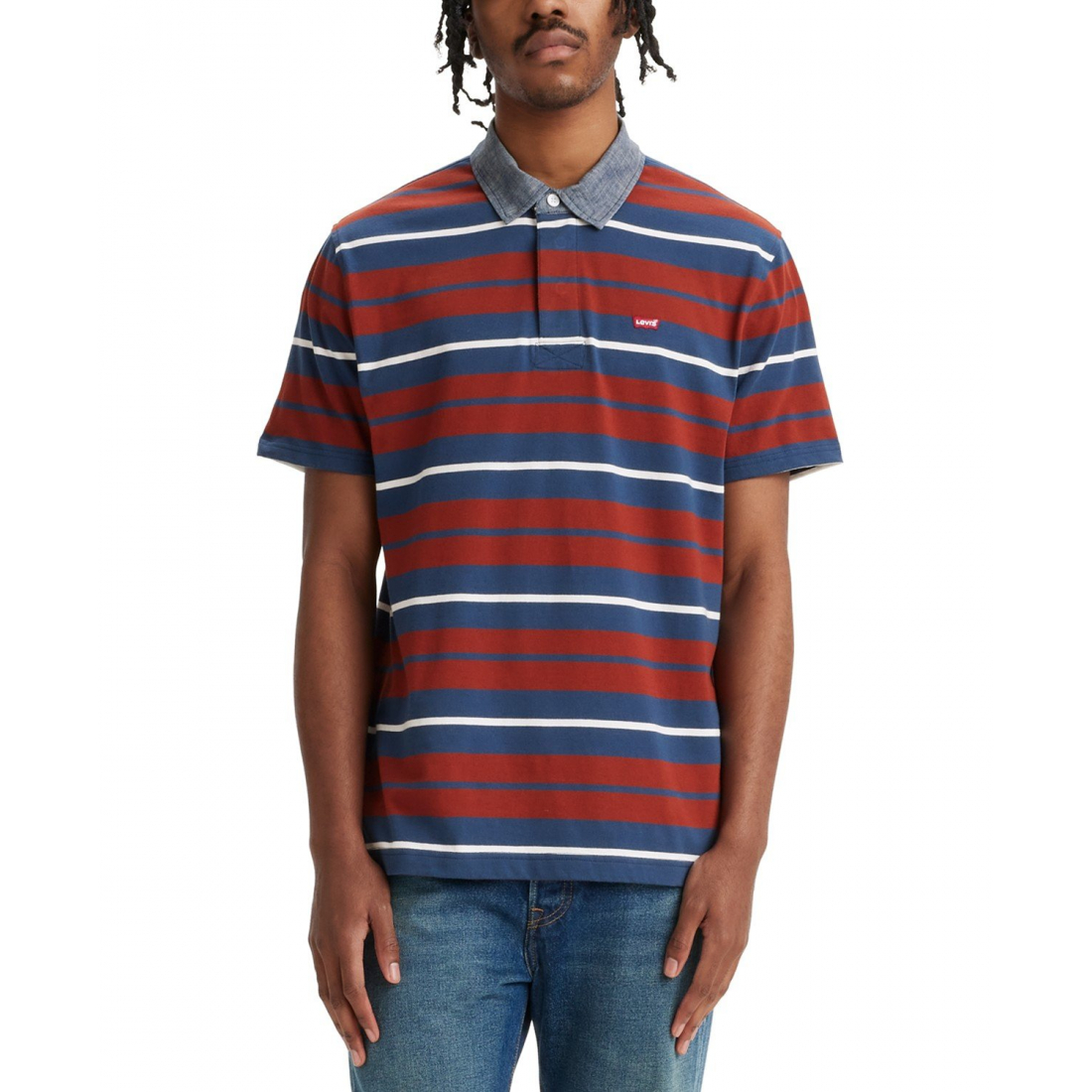 Polo 'Relaxed-Fit Short Sleeve Striped' pour Hommes