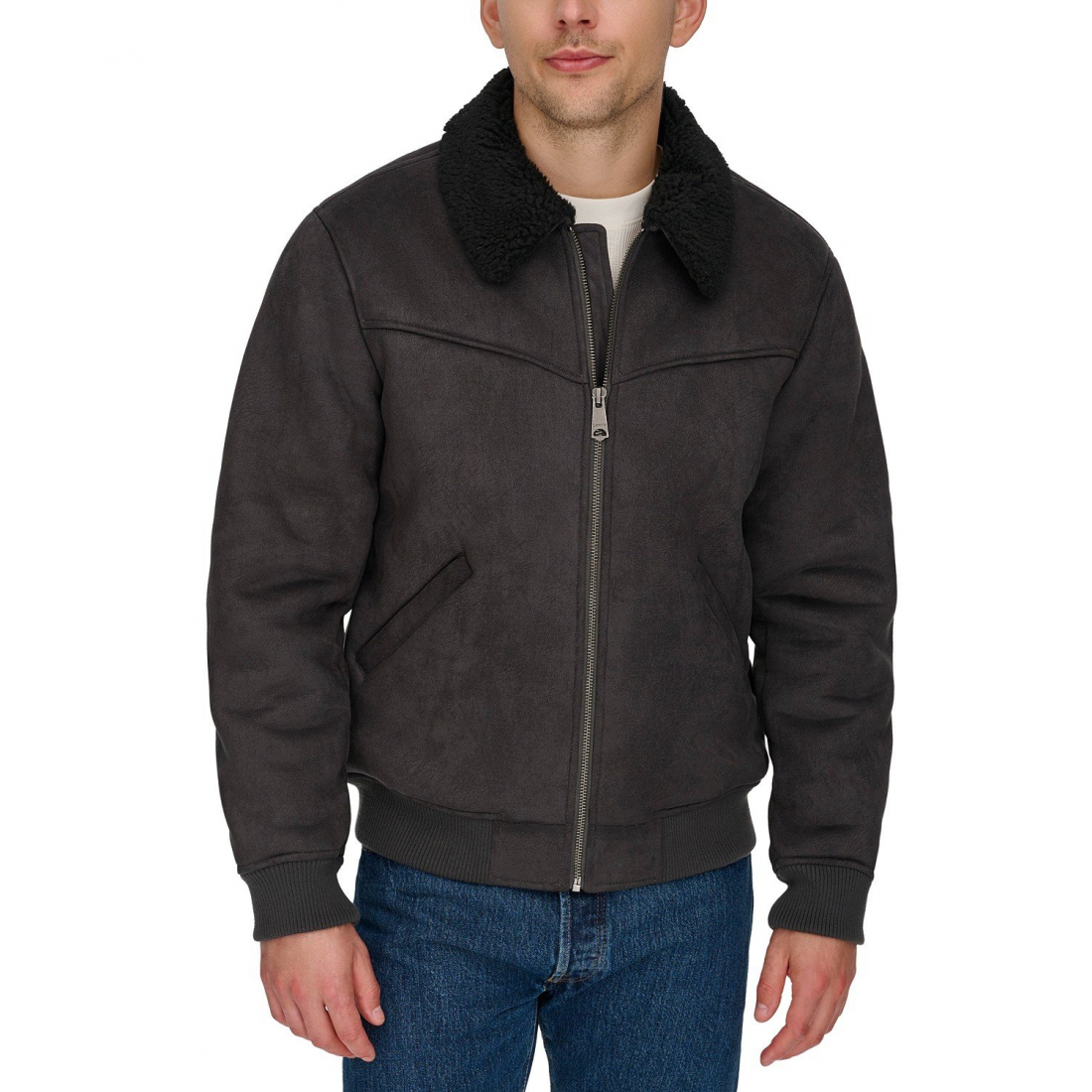 Men's 'Faux-Shearling Full-Zip' Bomber Jacket