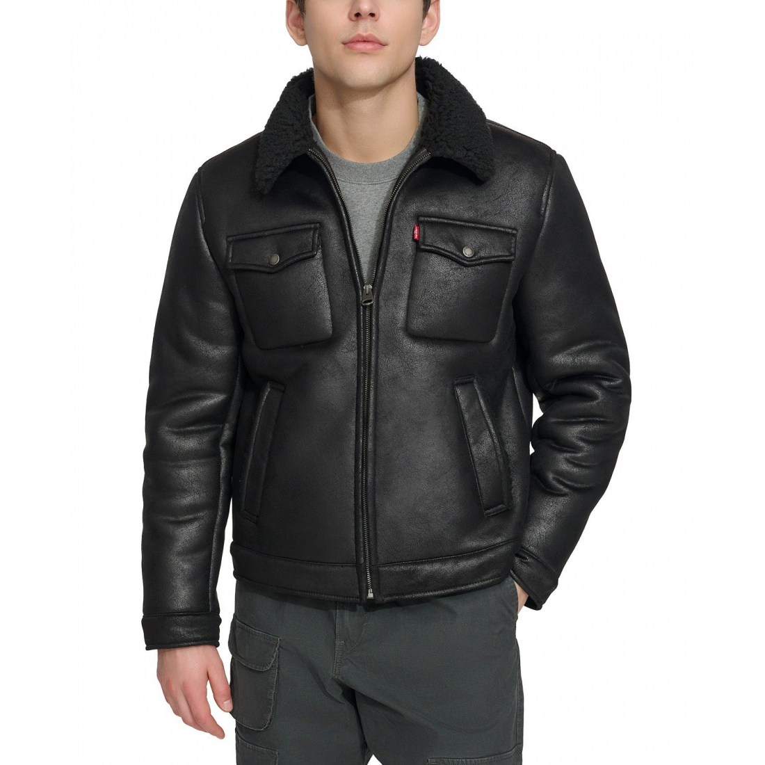 Men's 'Faux-Shearling Full-Zip' Trucker Jacket