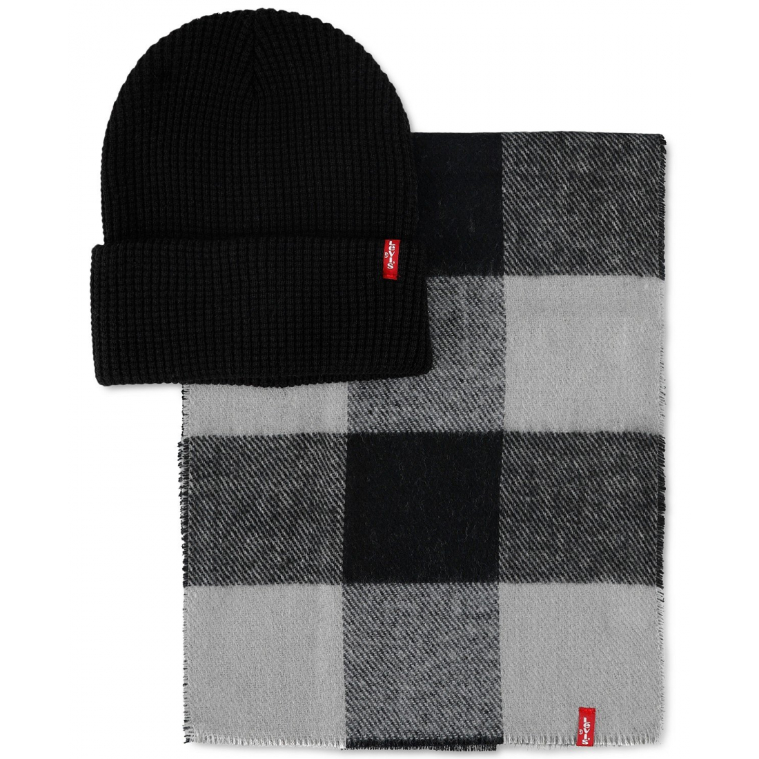 Men's 'Waffle Buffalo Plaid' Beanie & Scarf Set