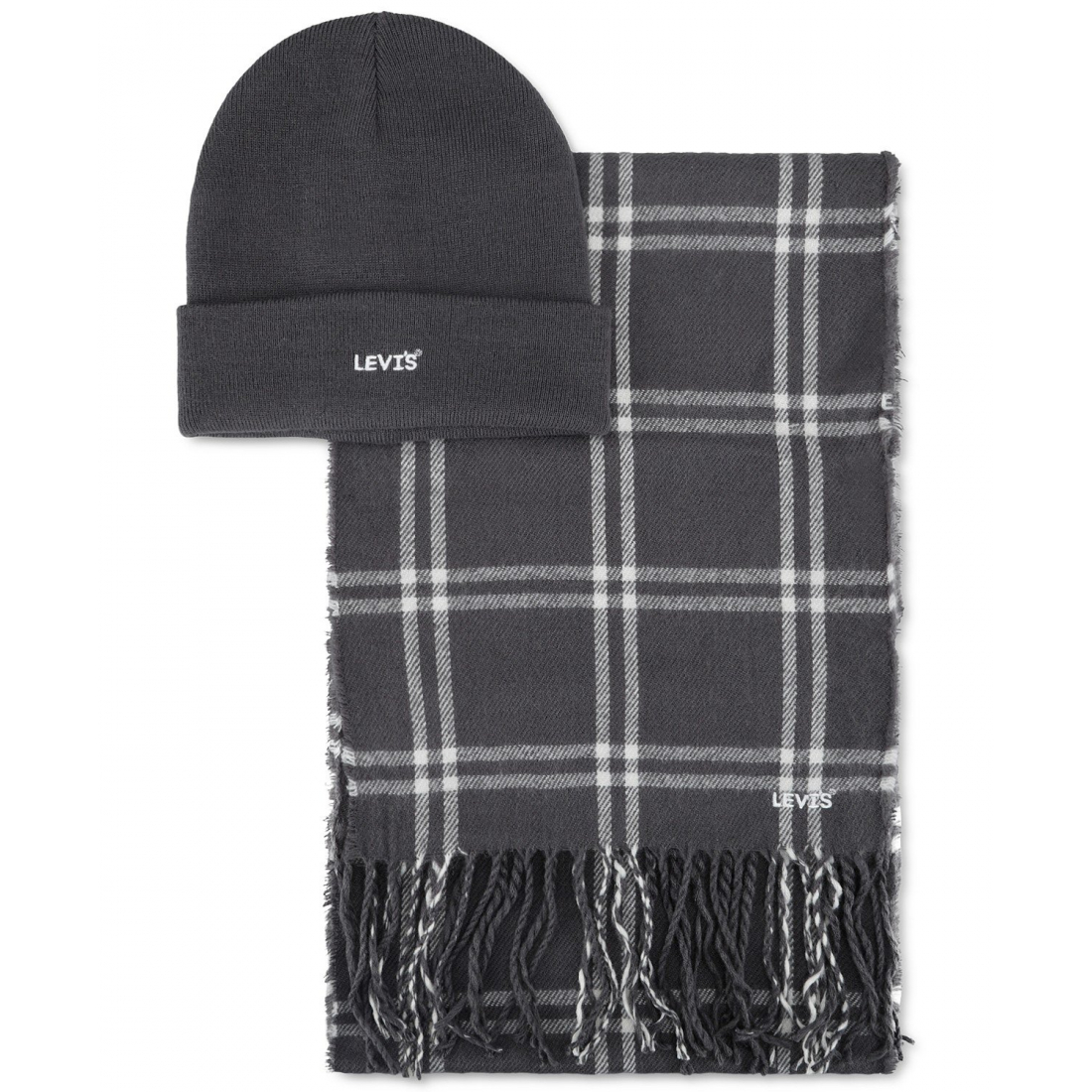 Men's 'Logo & Windowpane Scarf Set' Beanie