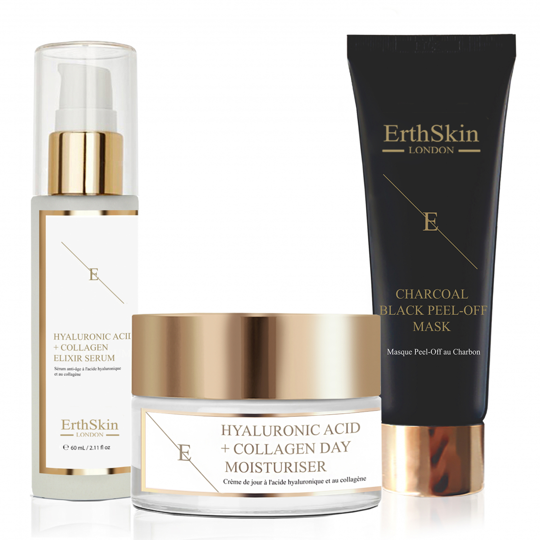 'Hyaluronic Acid & Collagen + 24K Gold' Gesichtspflegeset - 3 Stücke