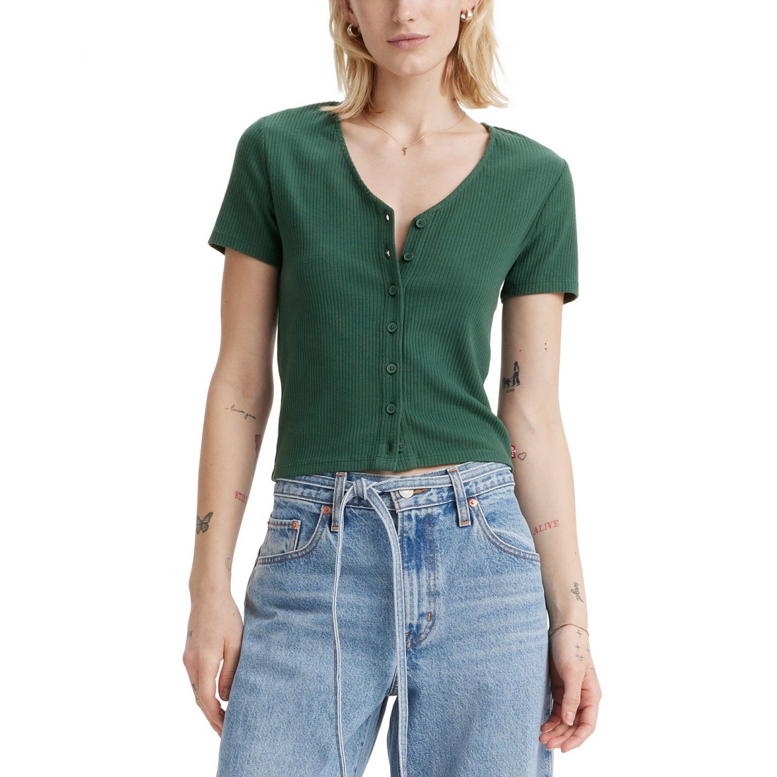 'Muse Short-Sleeve V-Neck' Top für Damen