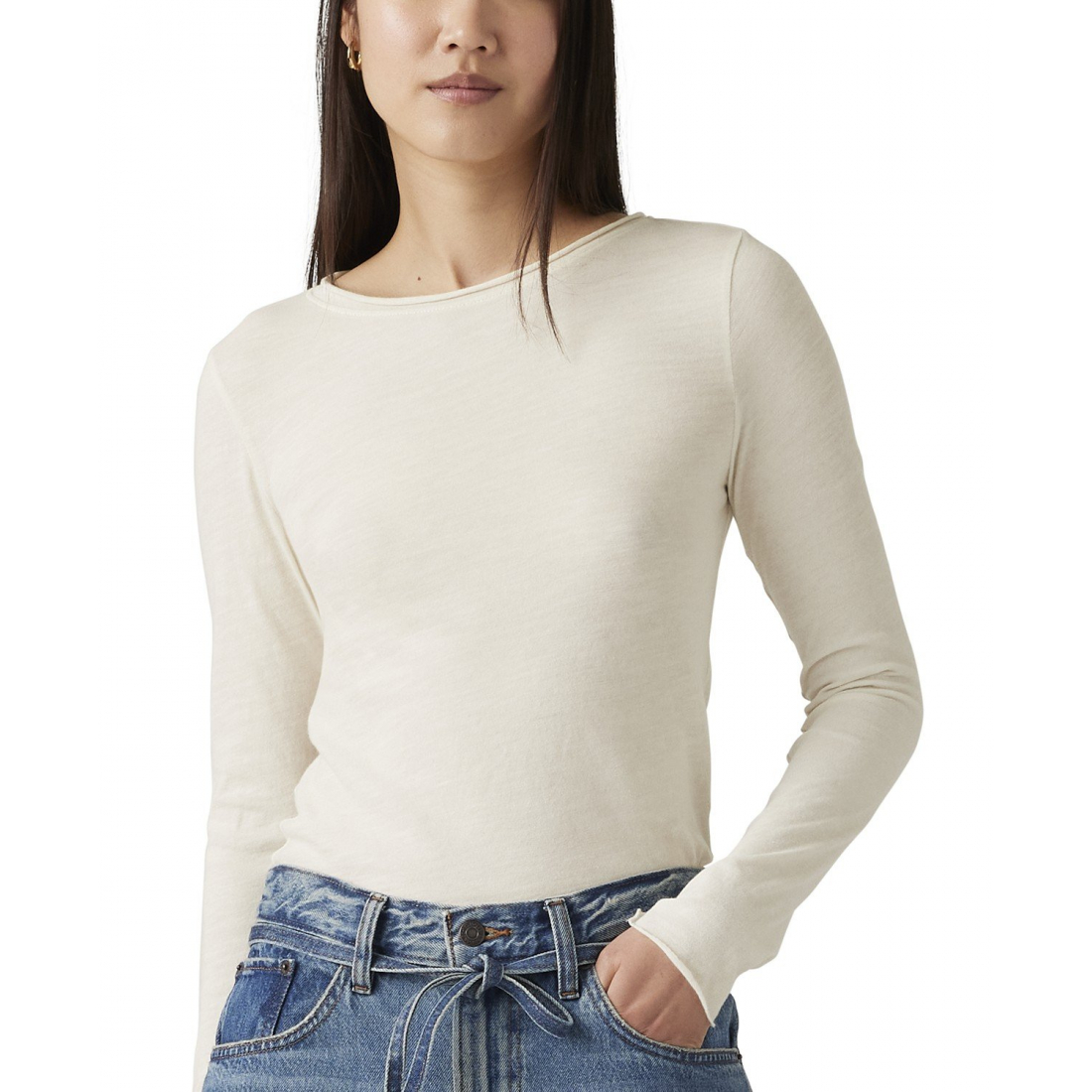 Top à manches longues 'Cotton Lightweight Slub' pour Femmes