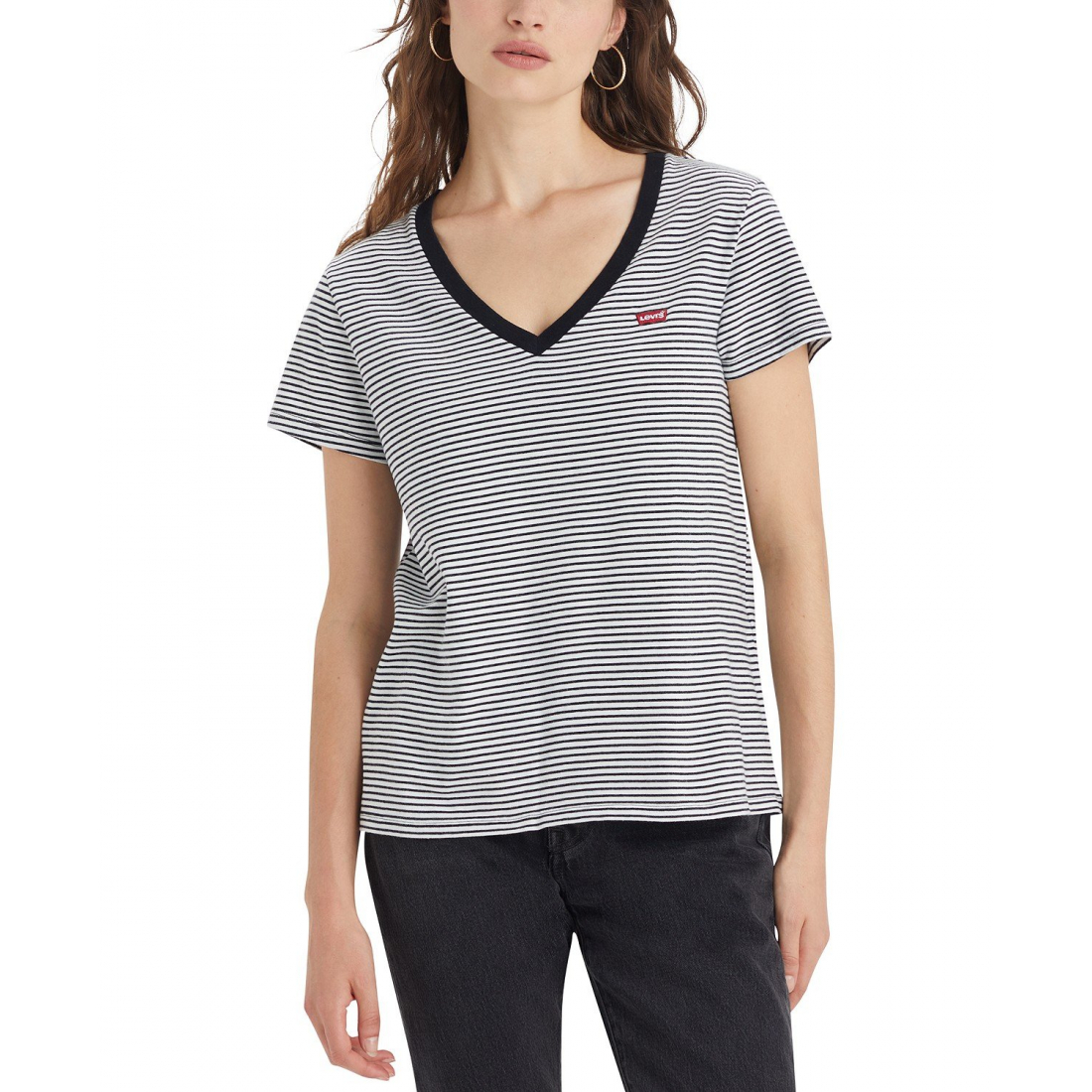 T-shirt 'Perfect Cotton V-Neck Short-Sleeve' pour Femmes