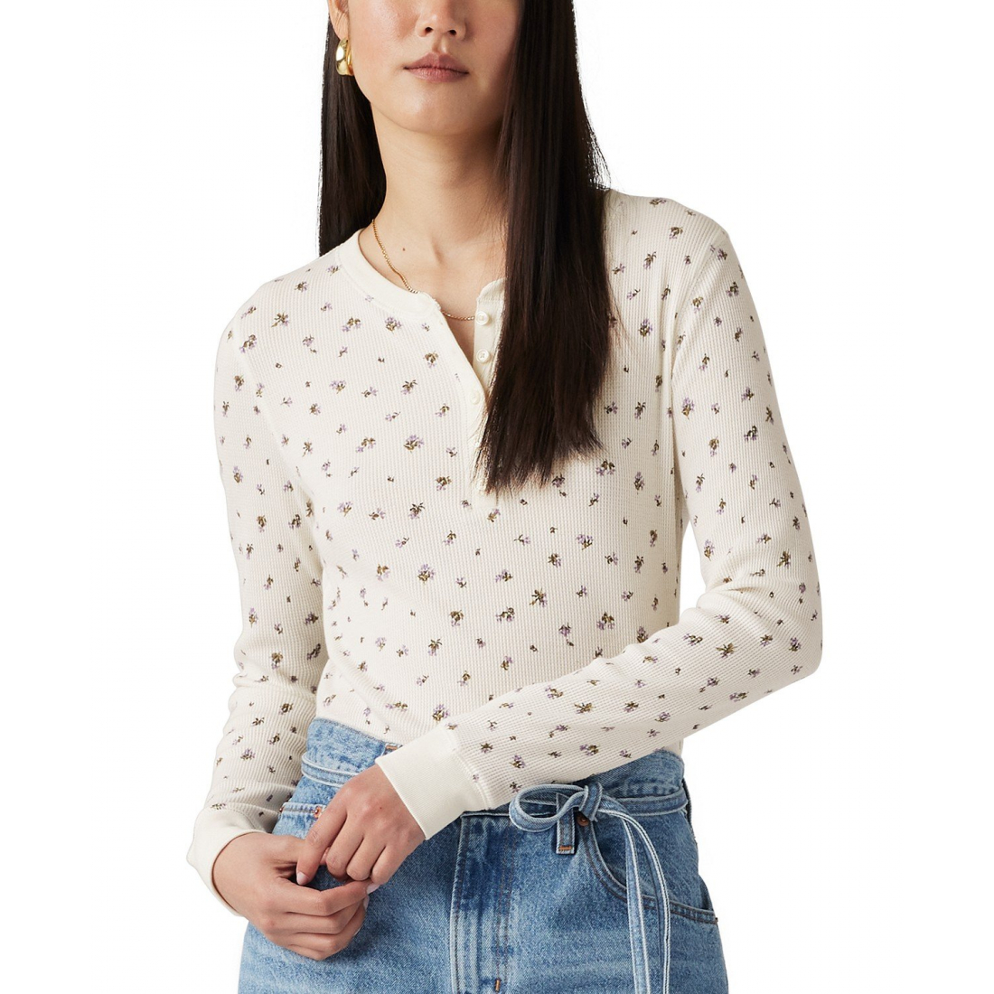 Henley 'Jakob Long Sleeve Waffle-Knit' pour Femmes