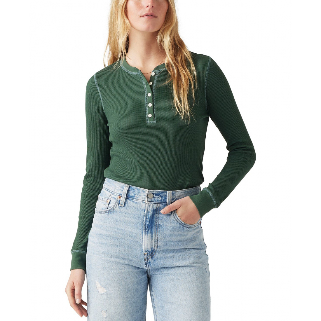 Henley 'Jakob Long Sleeve Waffle-Knit' pour Femmes