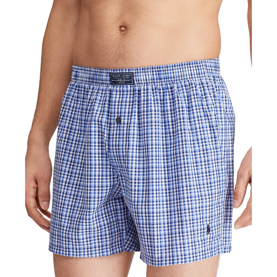 Plaid Single-Button Fly Boxers pour Hommes