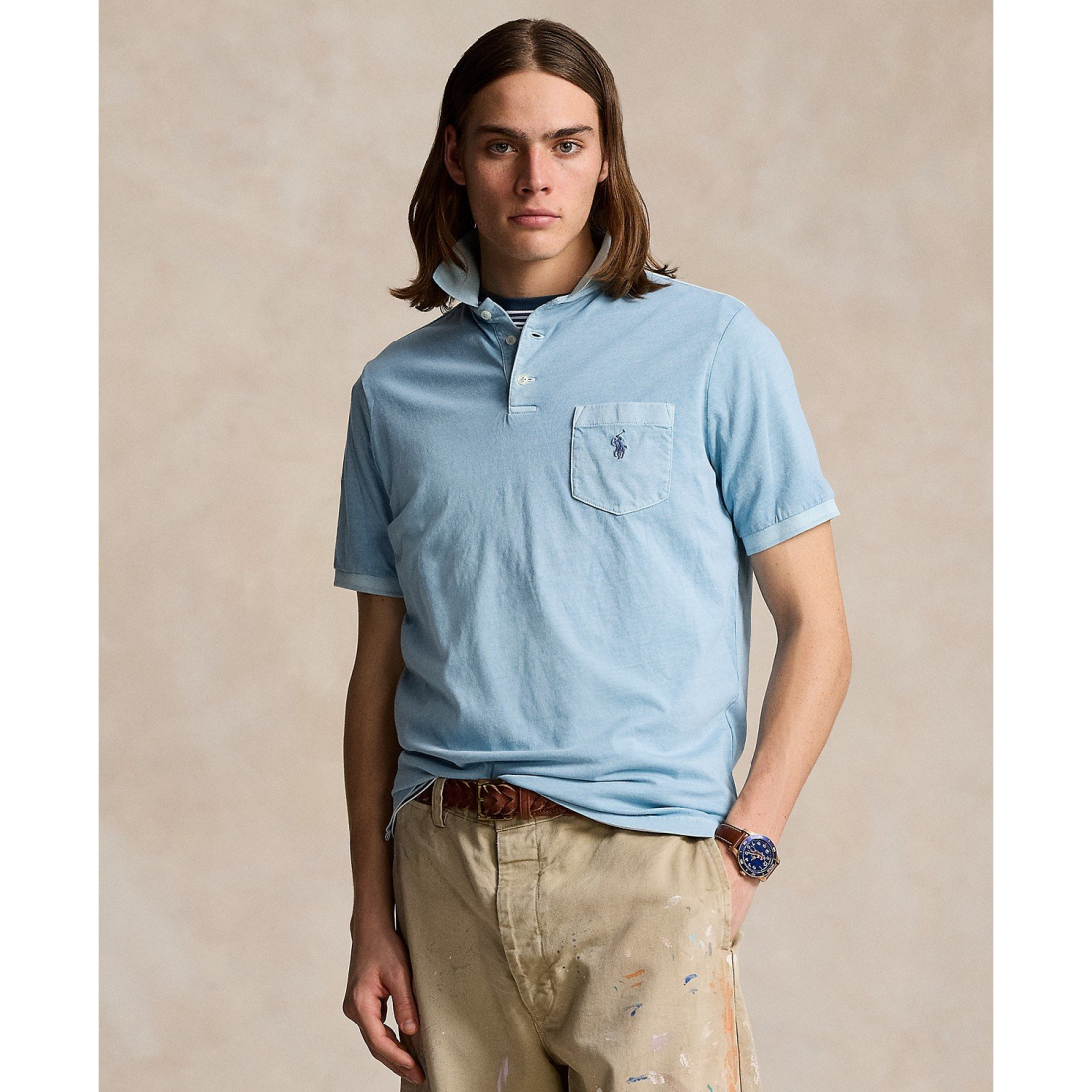 Classic-Fit Garment-Dyed Polo Shirt pour Hommes