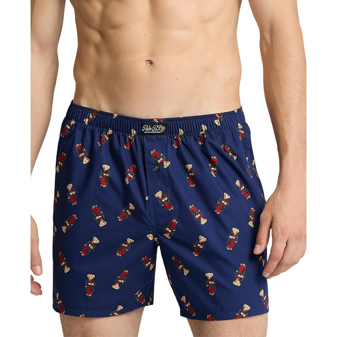 Men's Polo Bear Print Woven Boxers