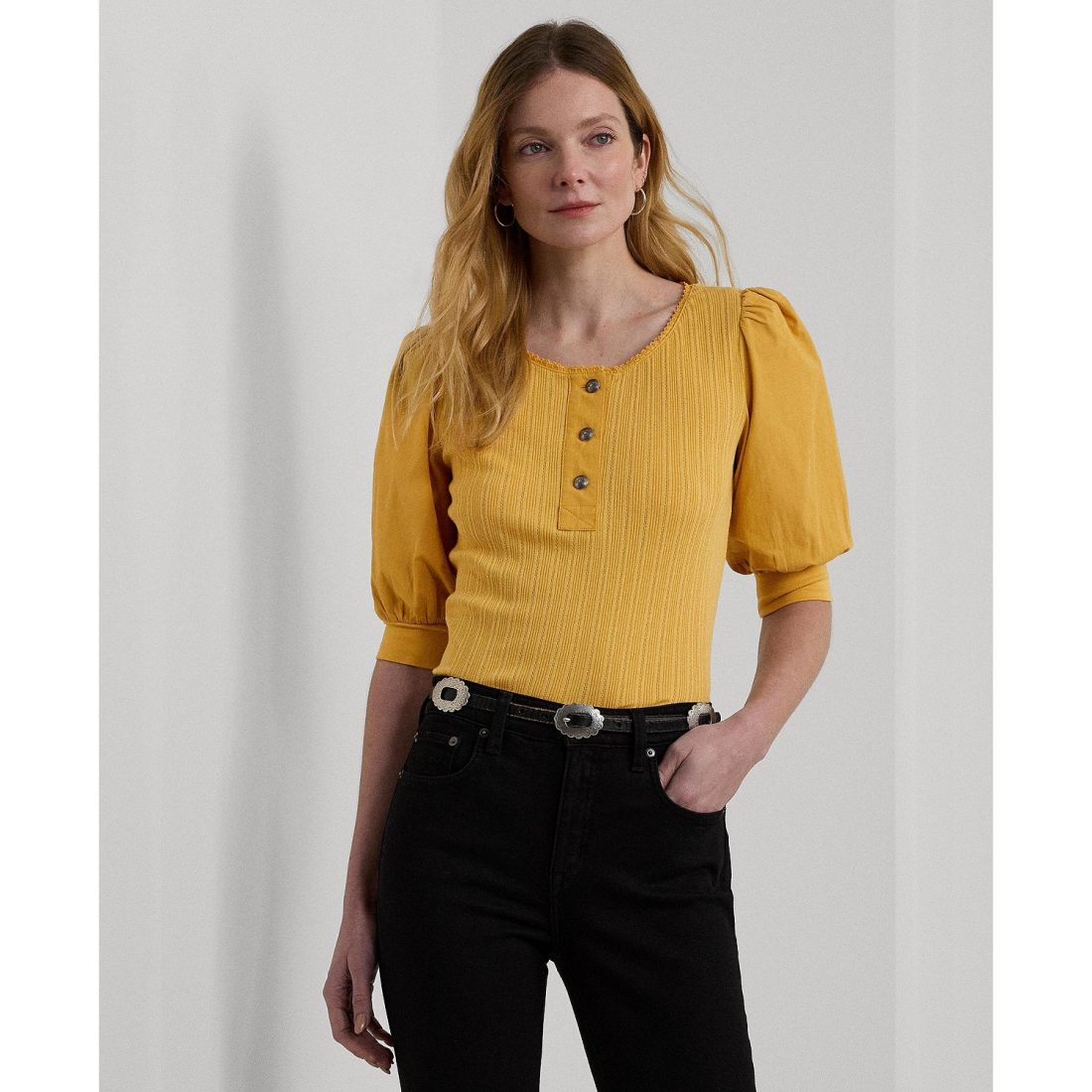 Women's Puff-Sleeve Henley Tee