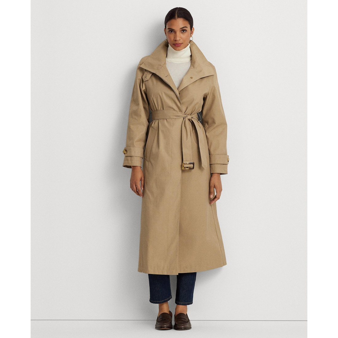 Women's Stand-Collar Maxi Trench Coat