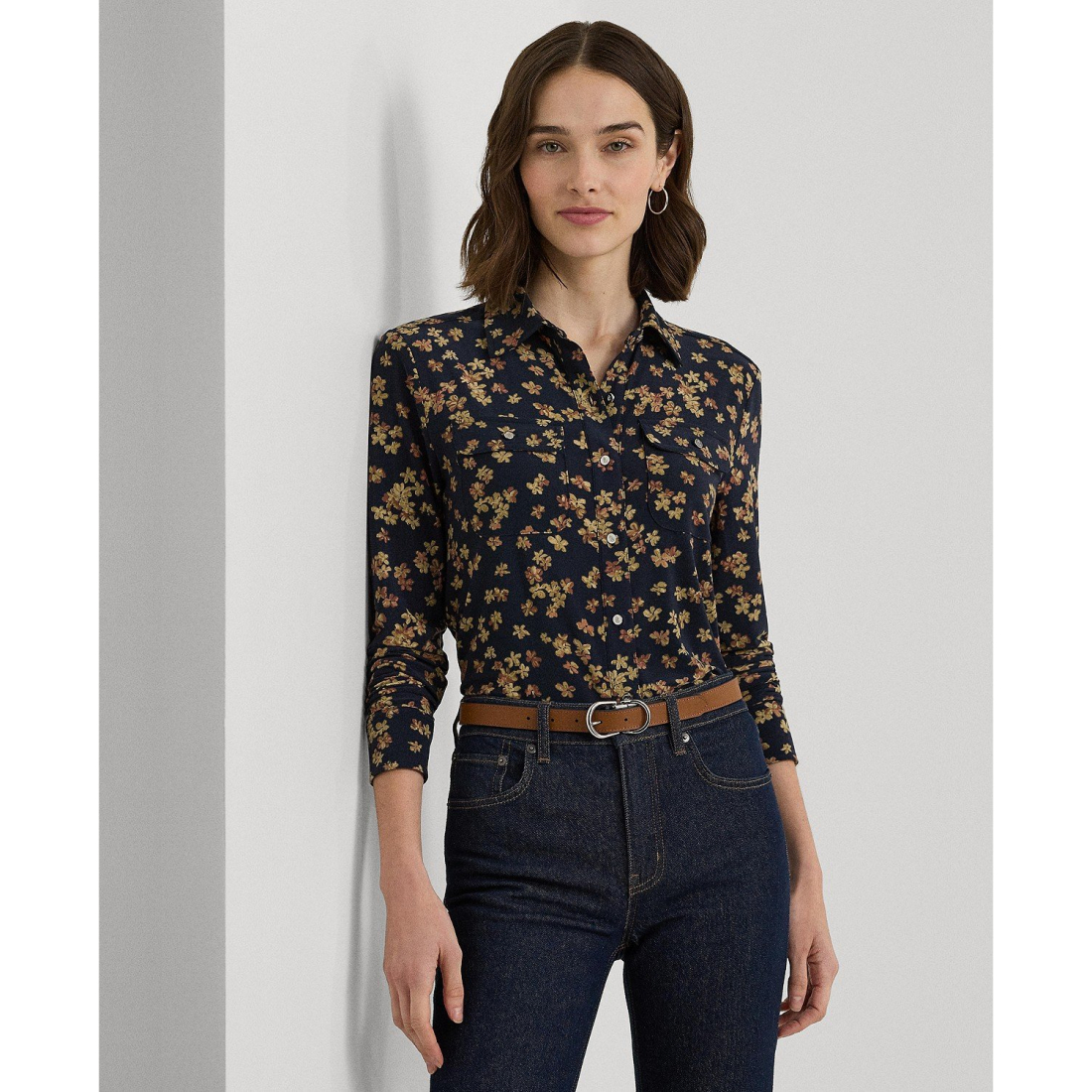 Collared Floral Shirt für Damen