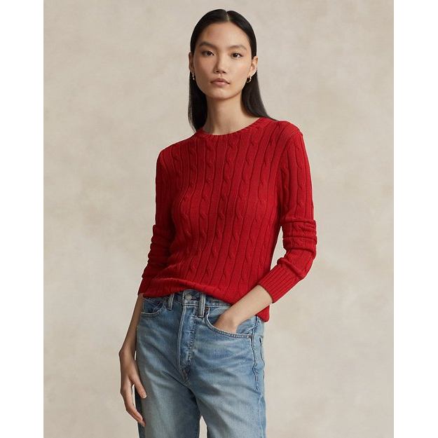 Cable-Knit Cotton-Blend Crewneck Sweater pour Femmes