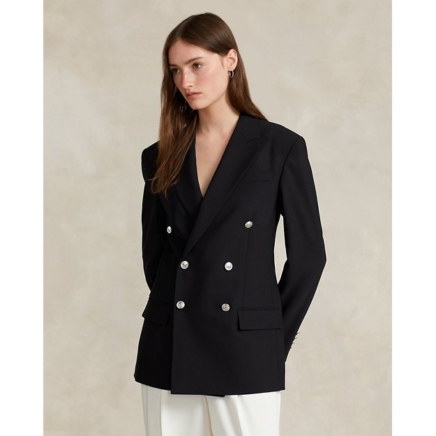 Double-Breasted Wool-Blend Blazer pour Femmes