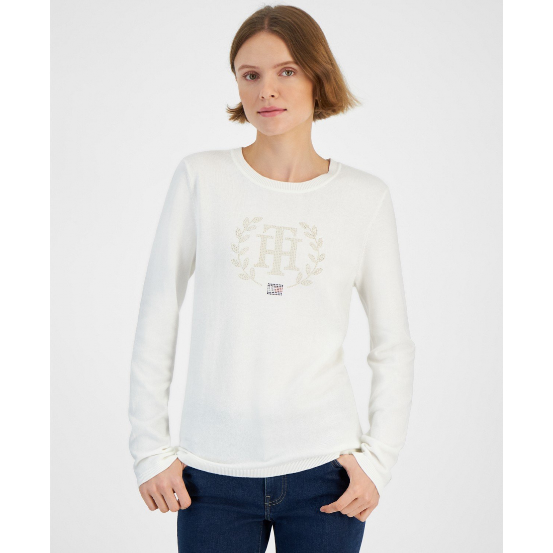 Rhinestone Logo Sweater für Damen