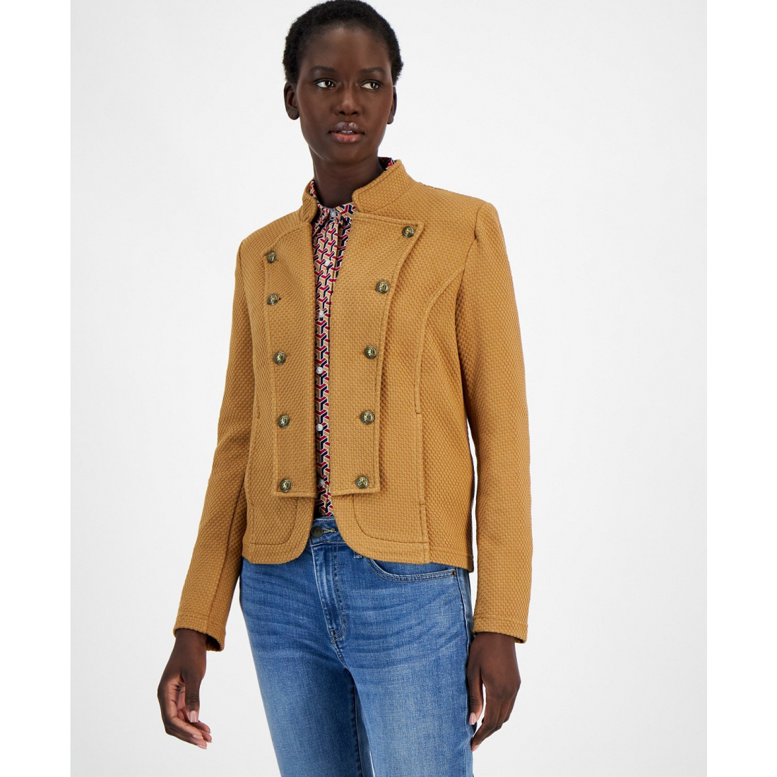 Textured Open-Front Band Jacket für Damen