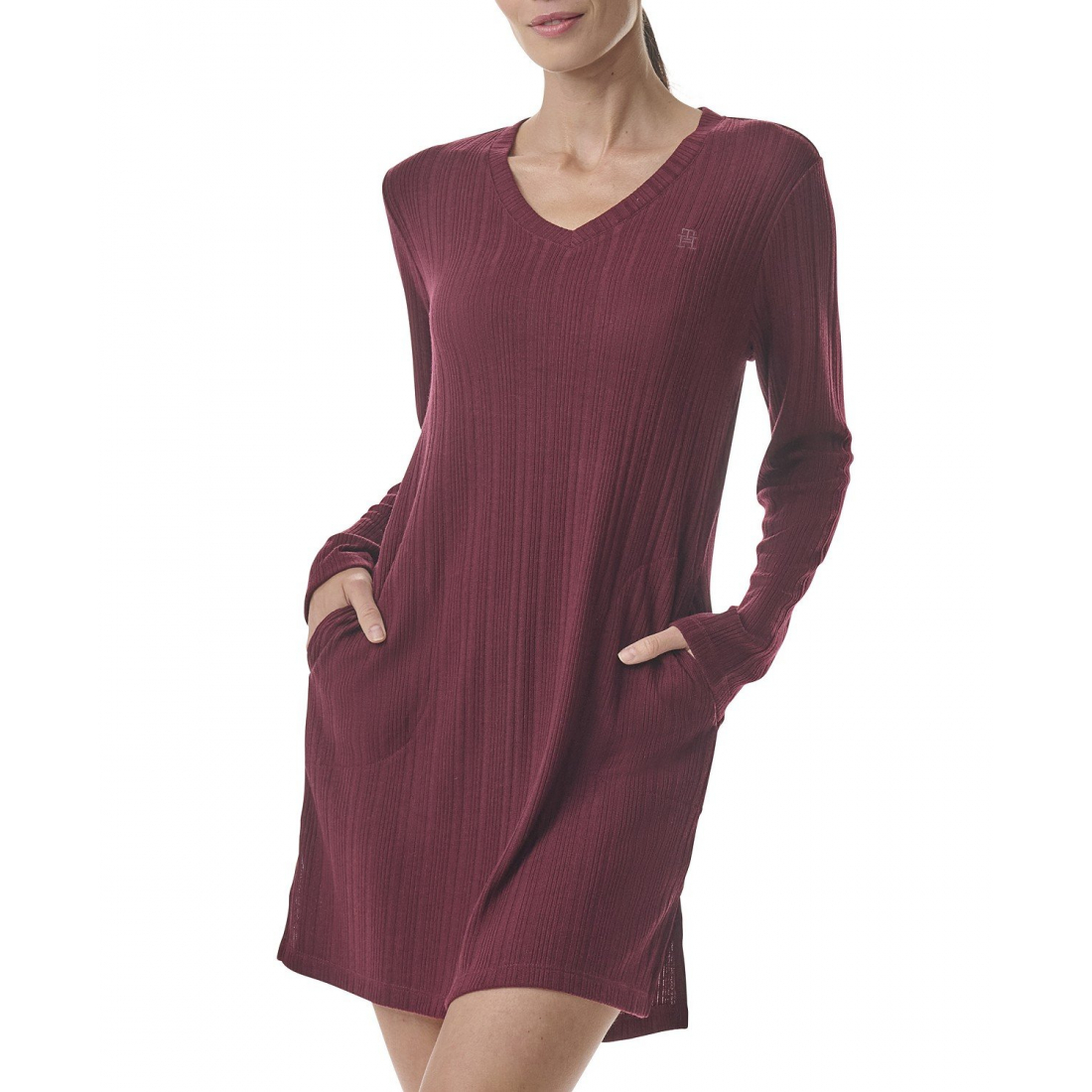 Women's Ribbed Long-Sleeve Sleepshirt