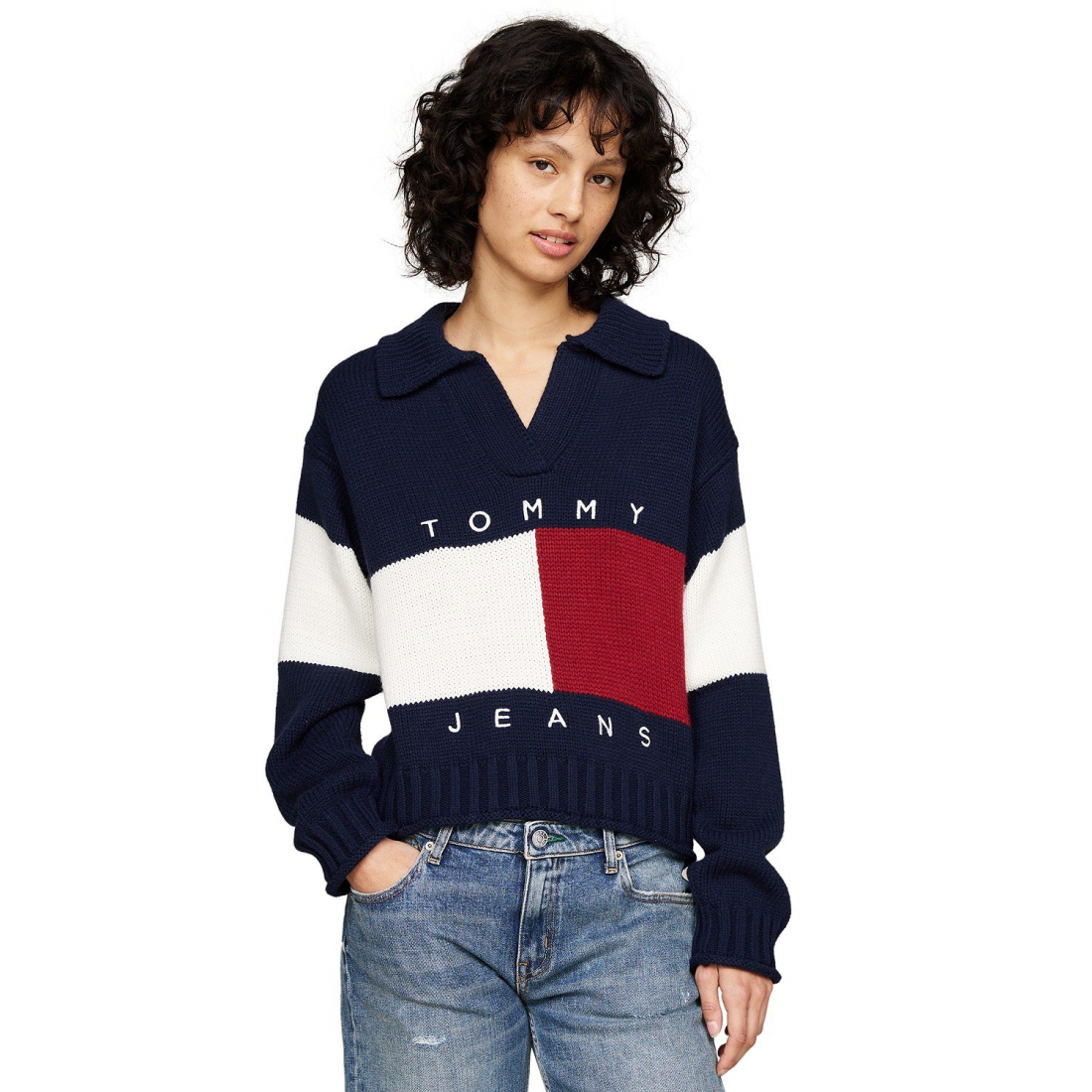 Collared Logo Flag Rugby Sweater pour Femmes