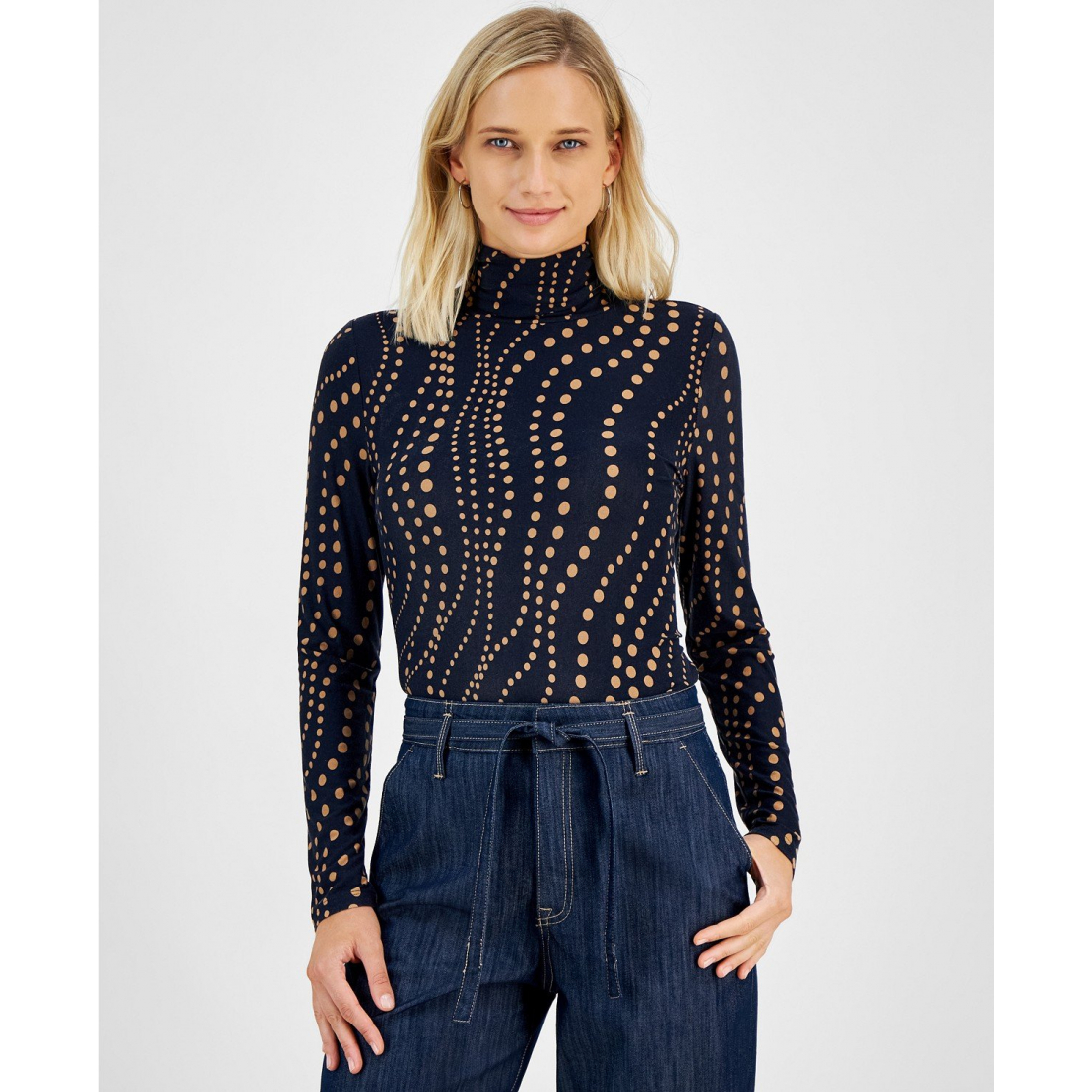 Women's Dot Print Turtleneck Top