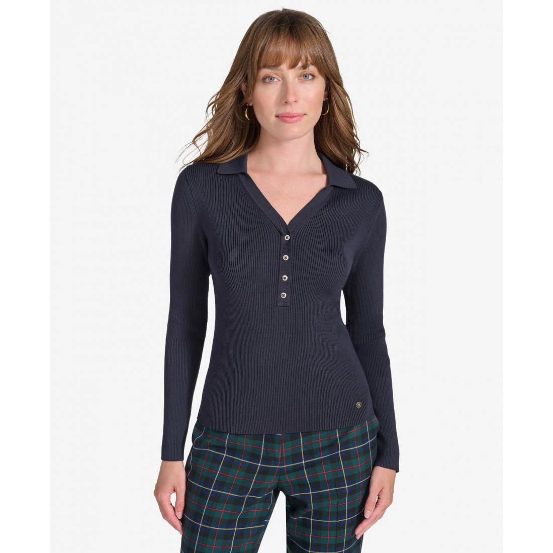 Ribbed Long-Sleeve Top pour Femmes