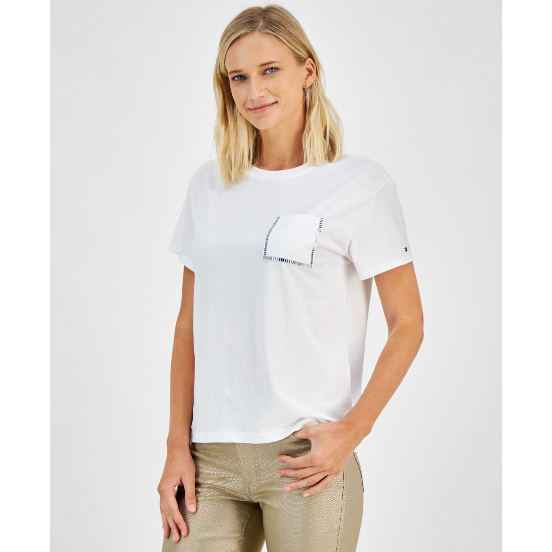 Women's Embellished Pocket Crewneck T-Shirt