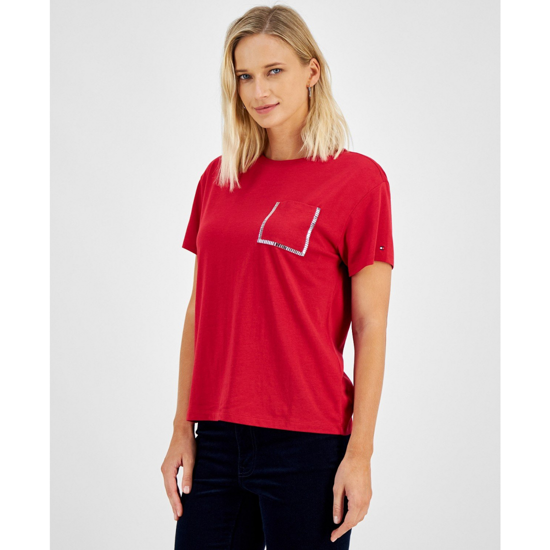 Women's Embellished Pocket Crewneck T-Shirt