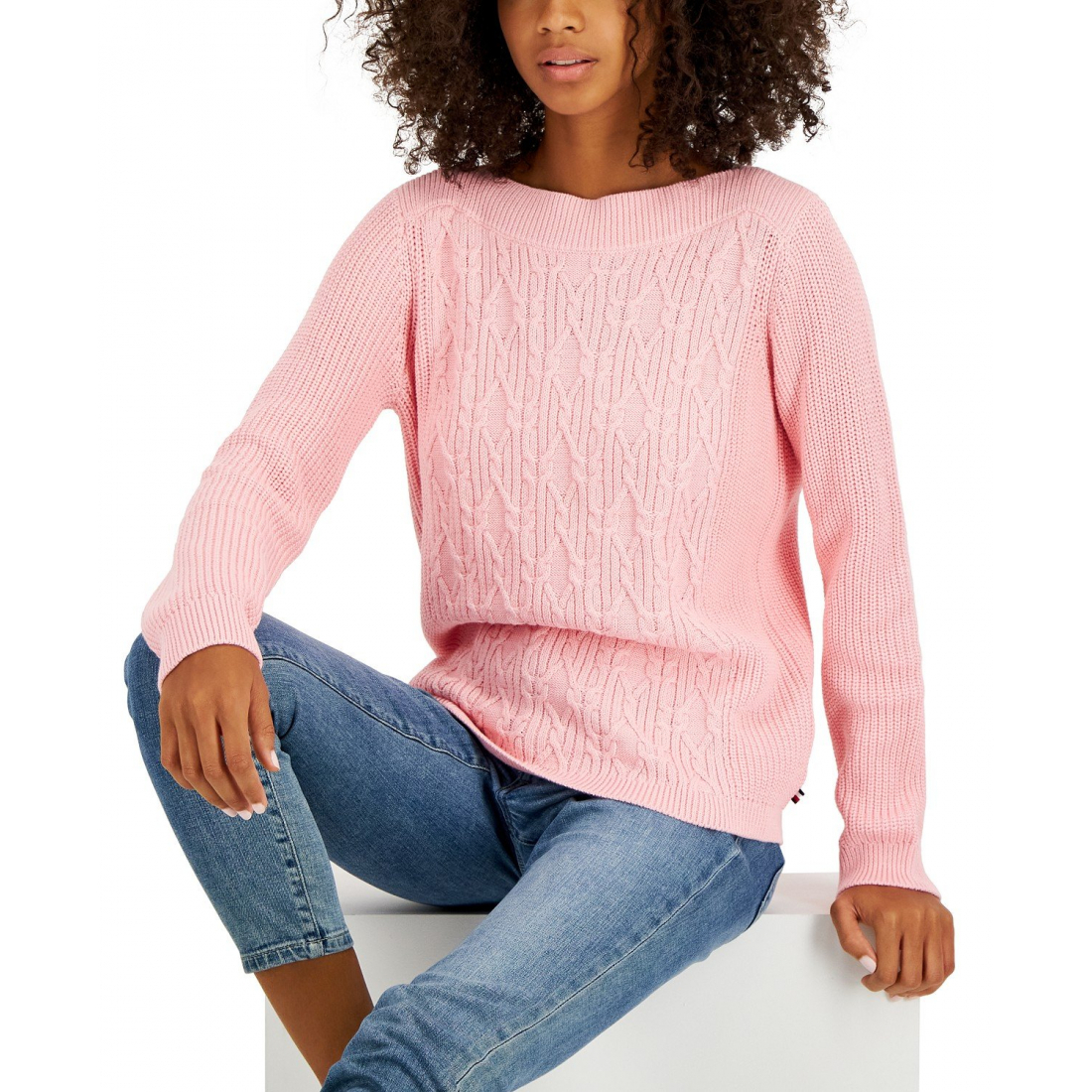 Cable-Knit Pullover Sweater pour Femmes