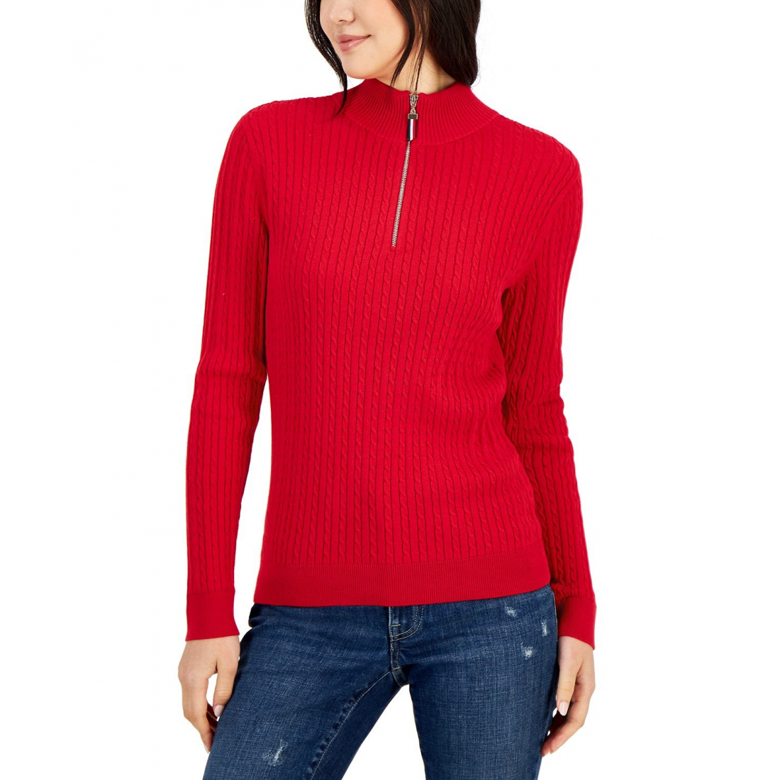 Women's 'Cotton Quarter-Zip Cable-Knit Sweater'