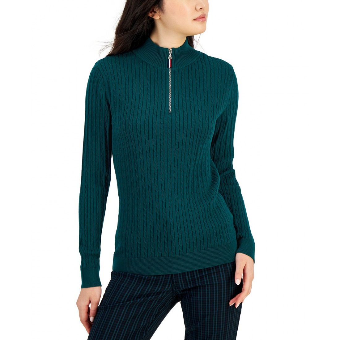 Women's 'Cotton Quarter-Zip Cable-Knit Sweater'