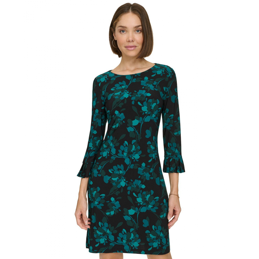 Ruffled-Cuff 3/4-Sleeve Dress pour Femmes