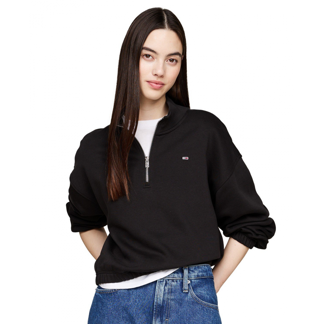 'Cropped Quarter-Zip Crewneck Sweatshirt' pour Femmes