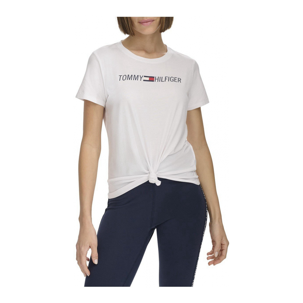 Knot Front Logo T-Shirt pour Femmes