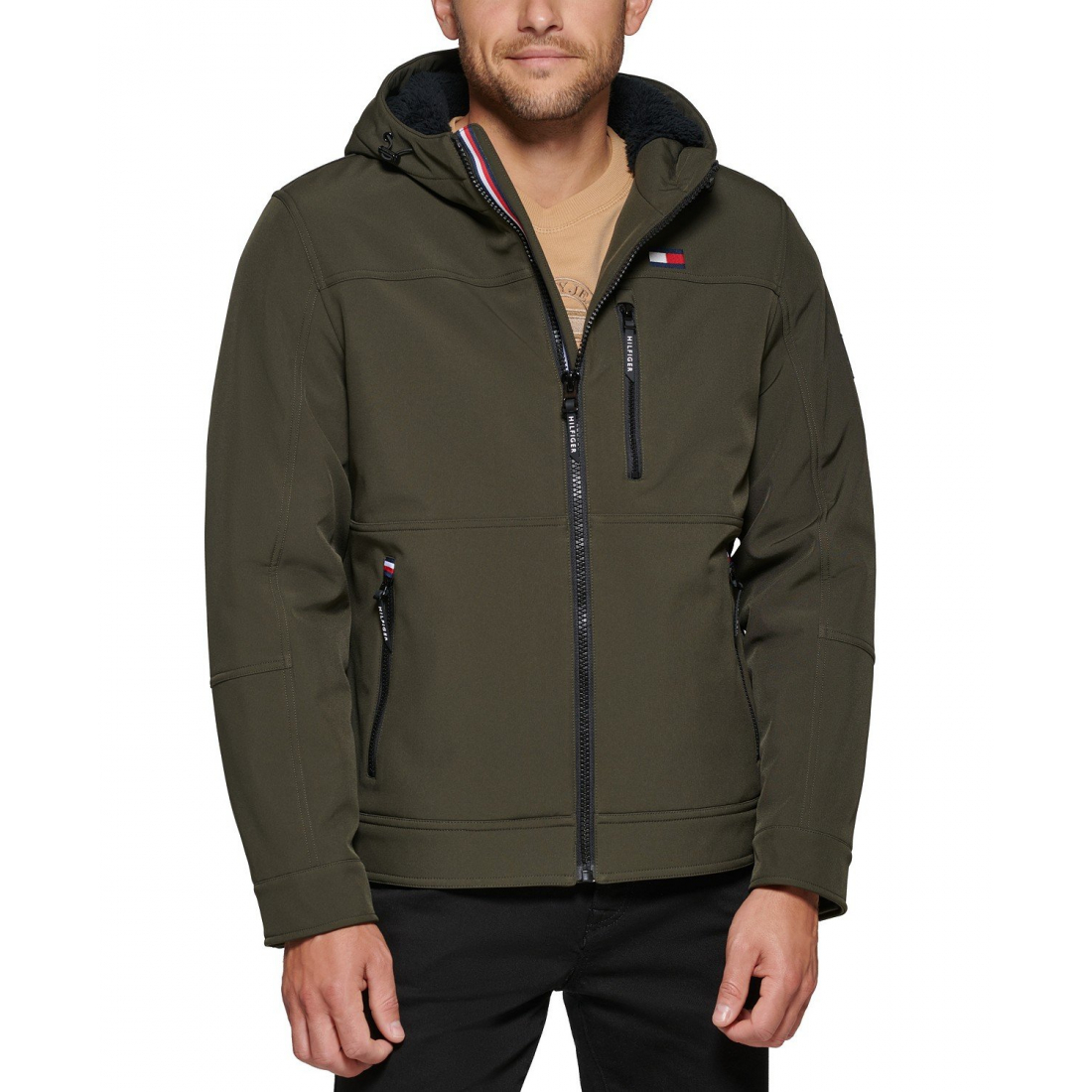 Sherpa-Lined Softshell Hooded Jacket pour Hommes