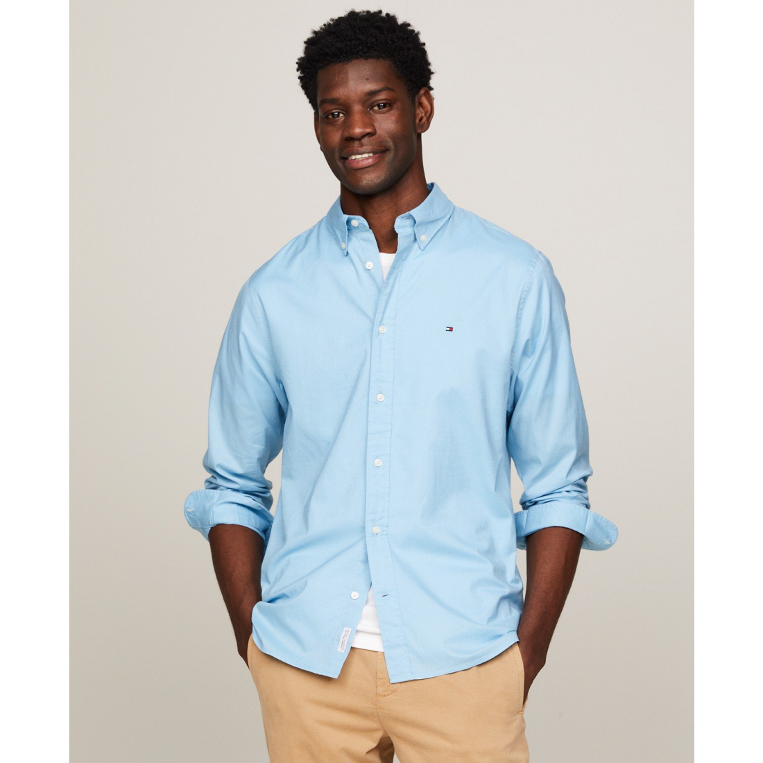 Poplin Long Sleeve Button-Down Shirt pour Hommes