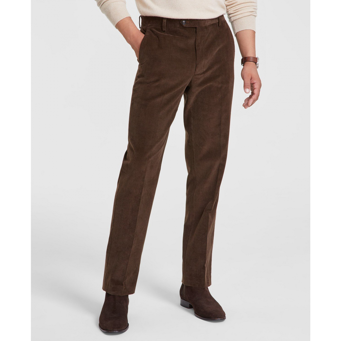 Modern-Fit Solid Corduroy Pants pour Hommes