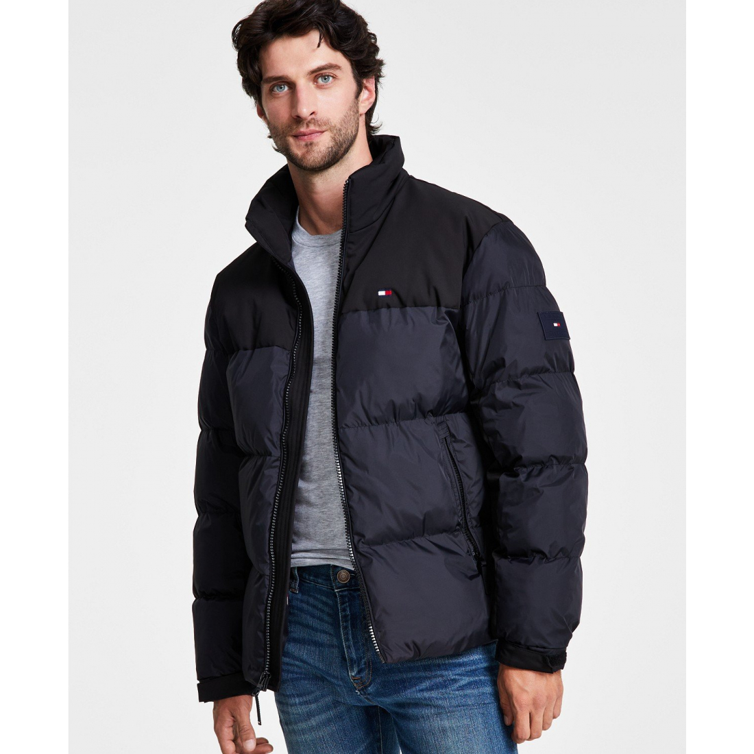 Men's Mixed-Media Puffer Jacket